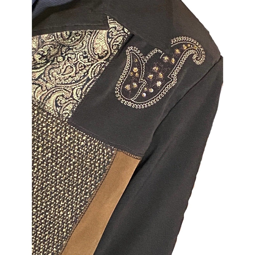 Vintage Notations Patchwork Jacket Womens Pm Brow… - image 2